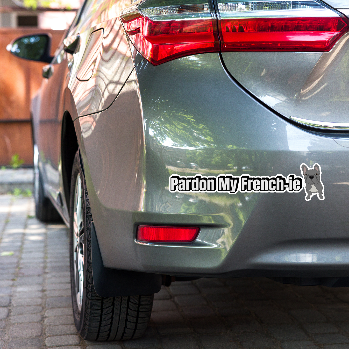 Pardon My Frenchie (Grey French Bulldog) Sticker