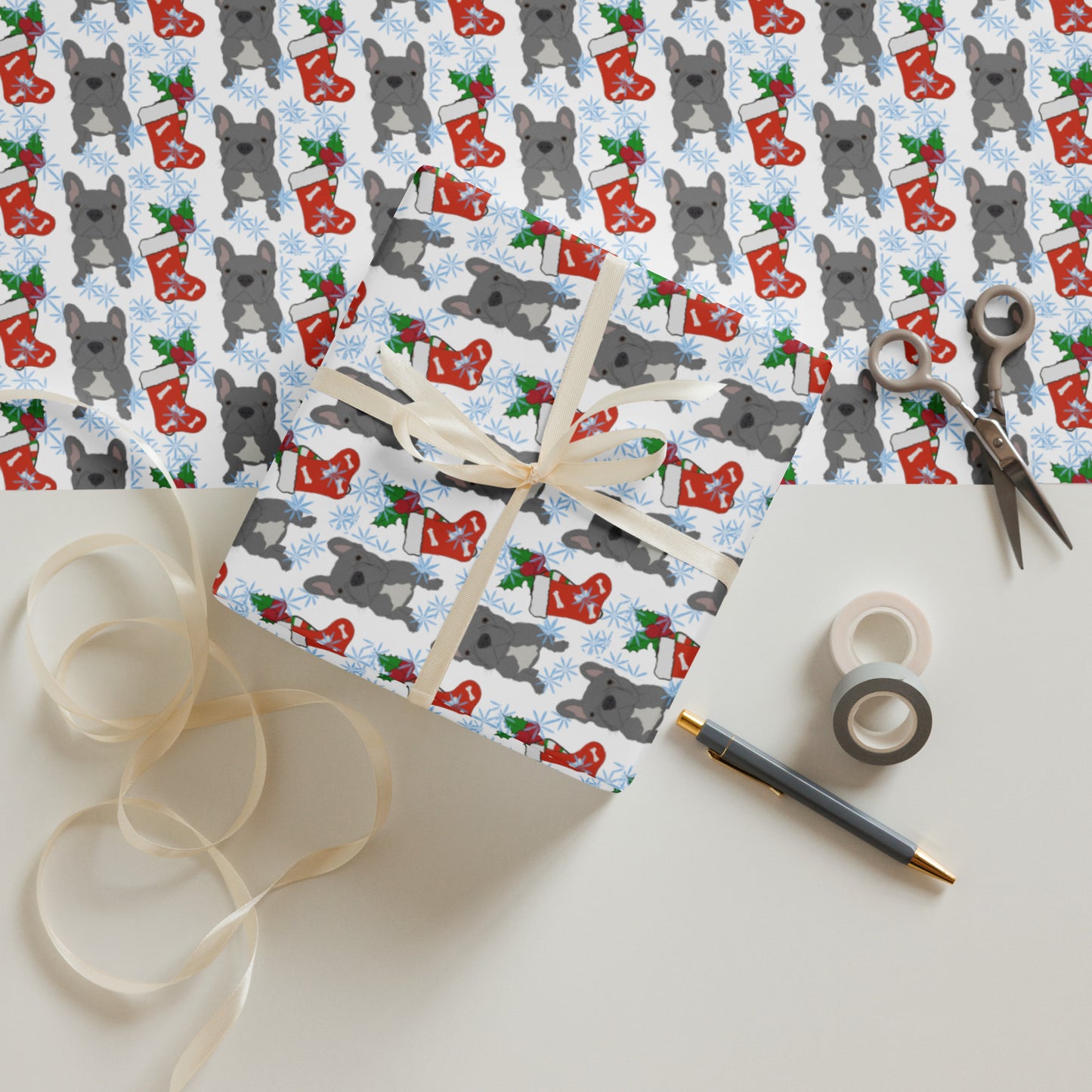 French Bulldog (Grey) Wrapping Paper Sheets