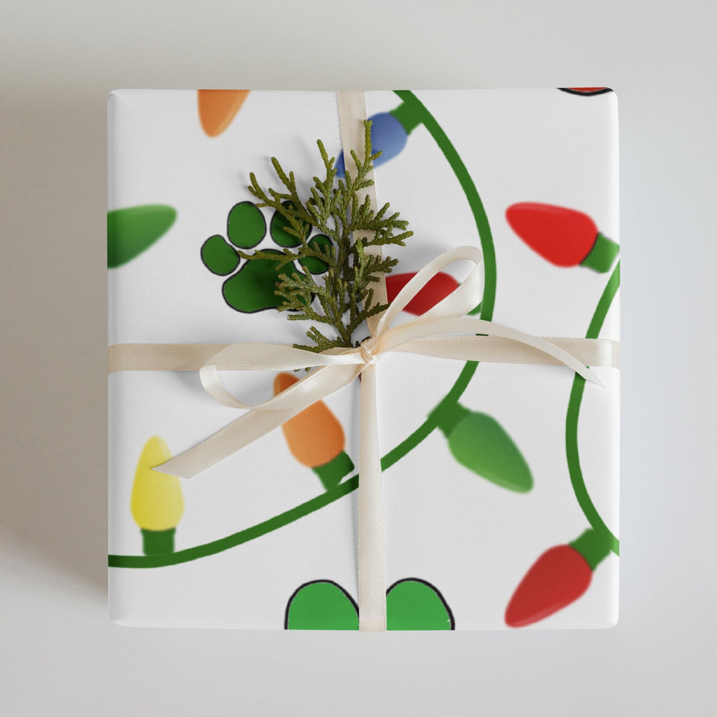 Holiday Paw & Lights Wrapping Paper Sheets
