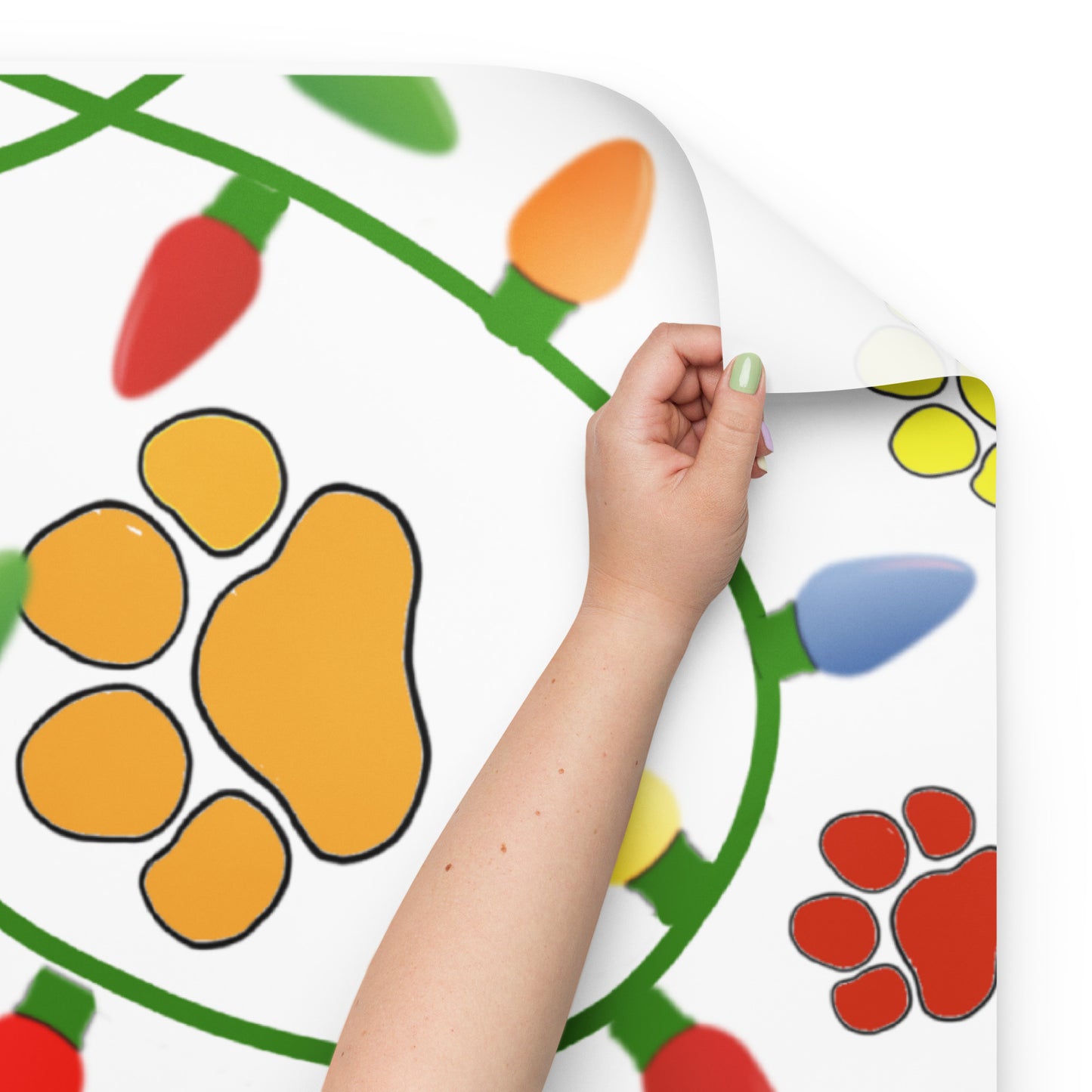 Holiday Paw & Lights Wrapping Paper Sheets