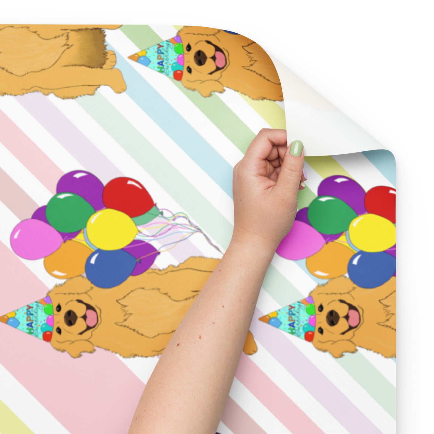 Golden Retriever White Diagonal Stripe Background Wrapping Paper Sheets