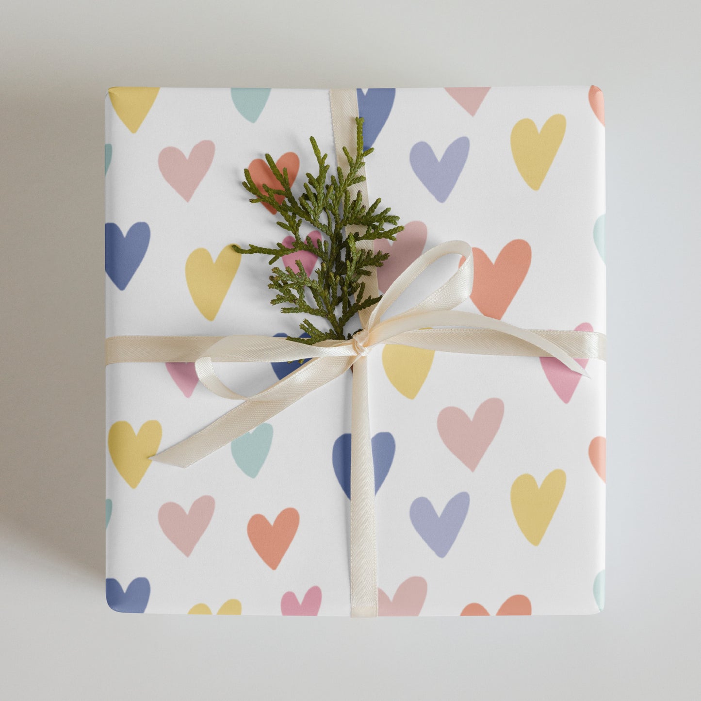 Corgi Birthday Color Hearts Wrapping PaperSheets