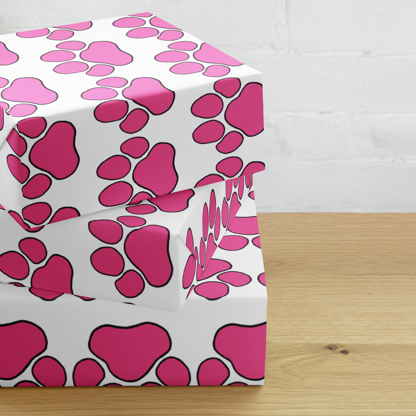 Pink Paw Wrapping Paper Sheets