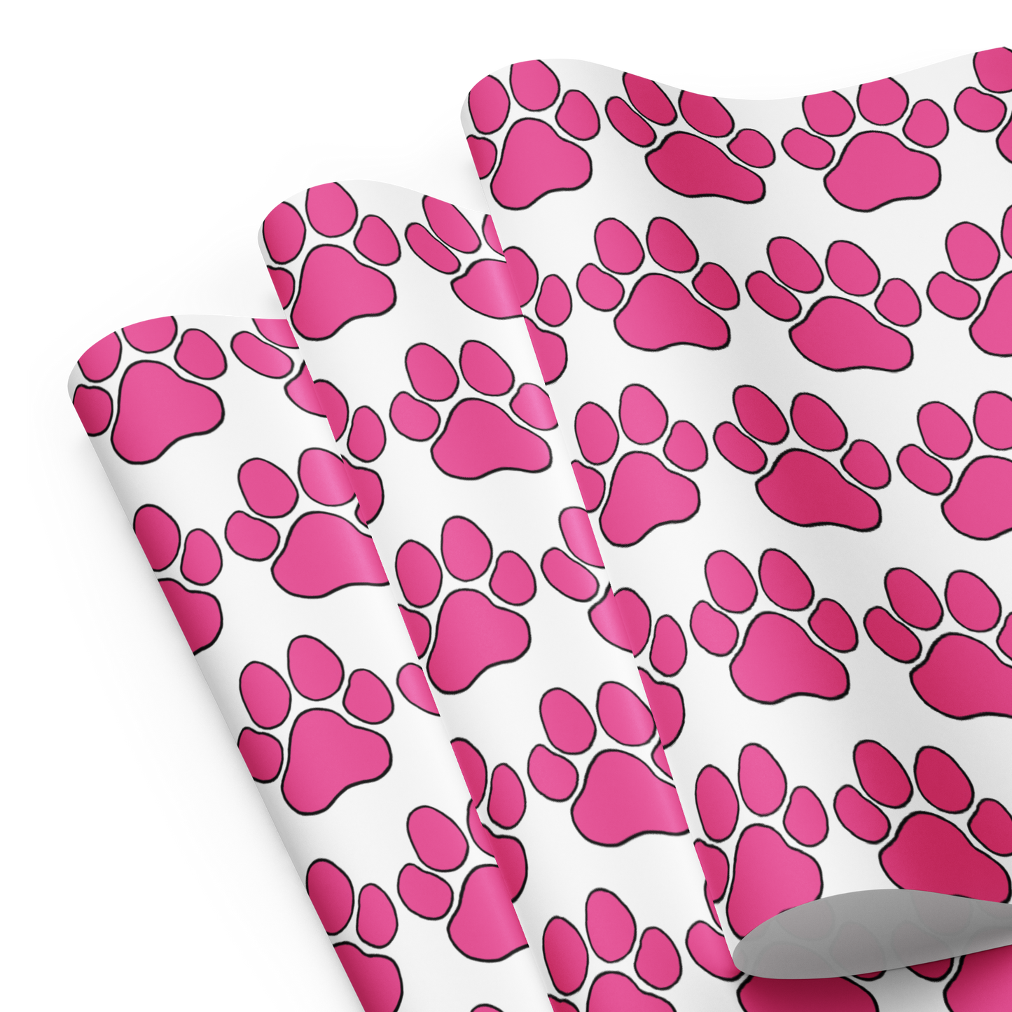 Pink Paw Wrapping Paper Sheets