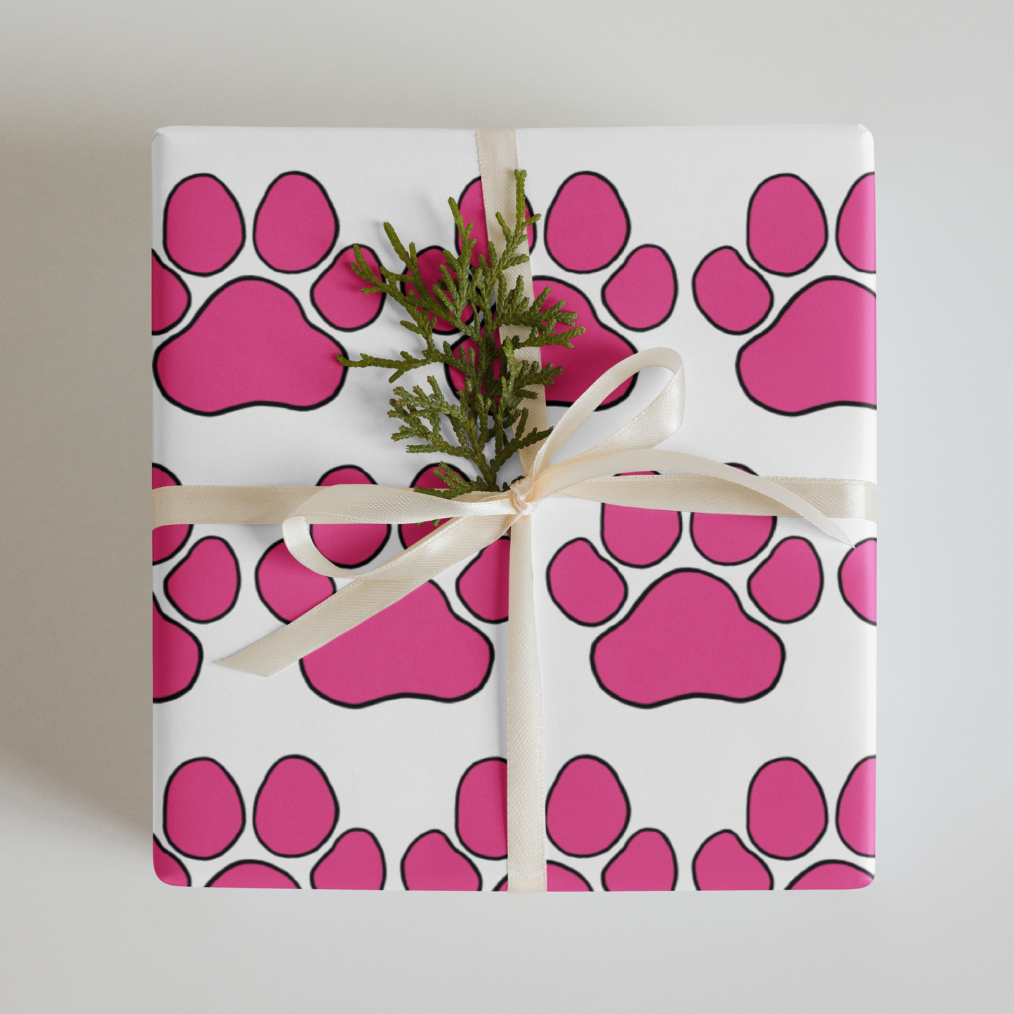 Pink Paw Wrapping Paper Sheets