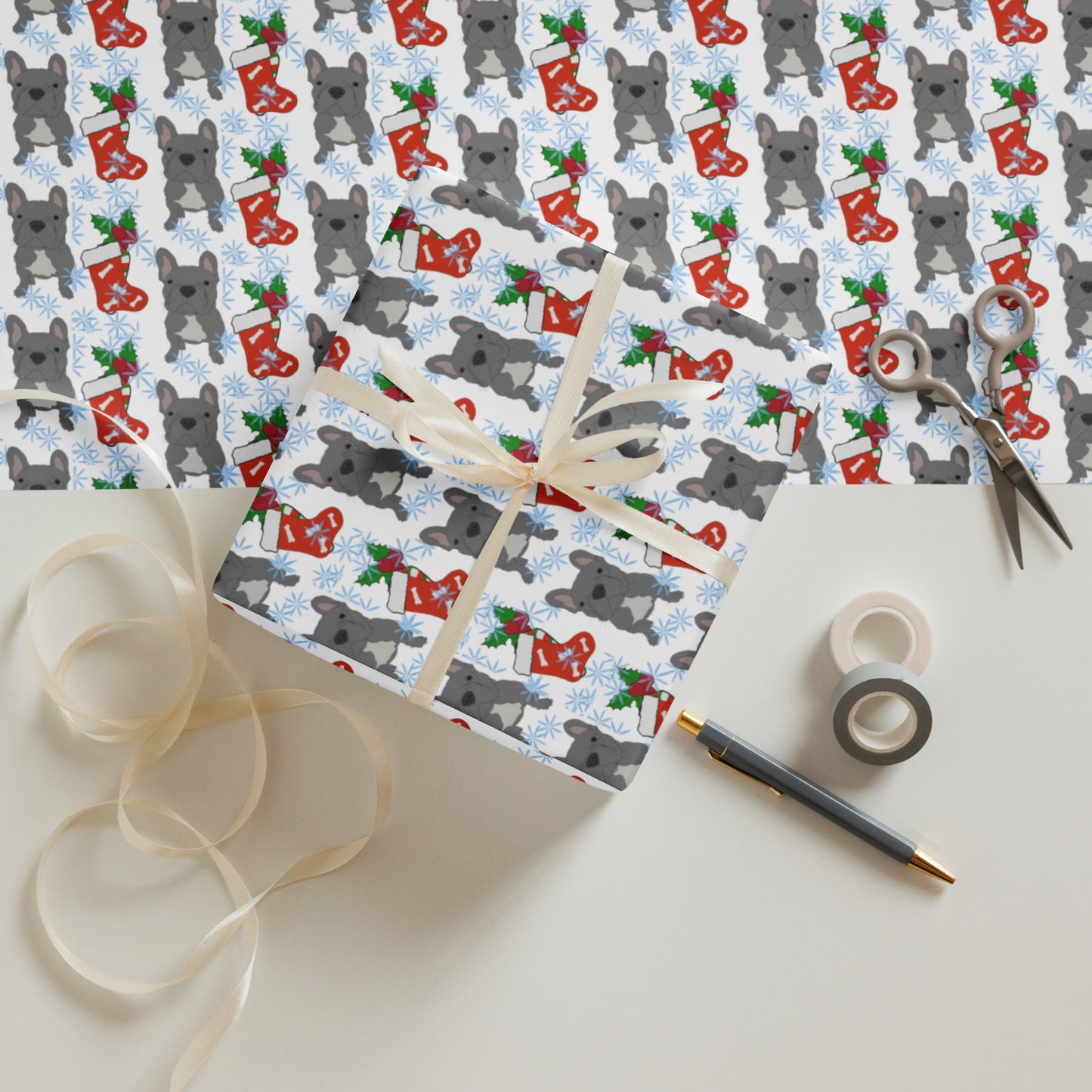French Bulldog (Grey) Wrapping Paper Sheets