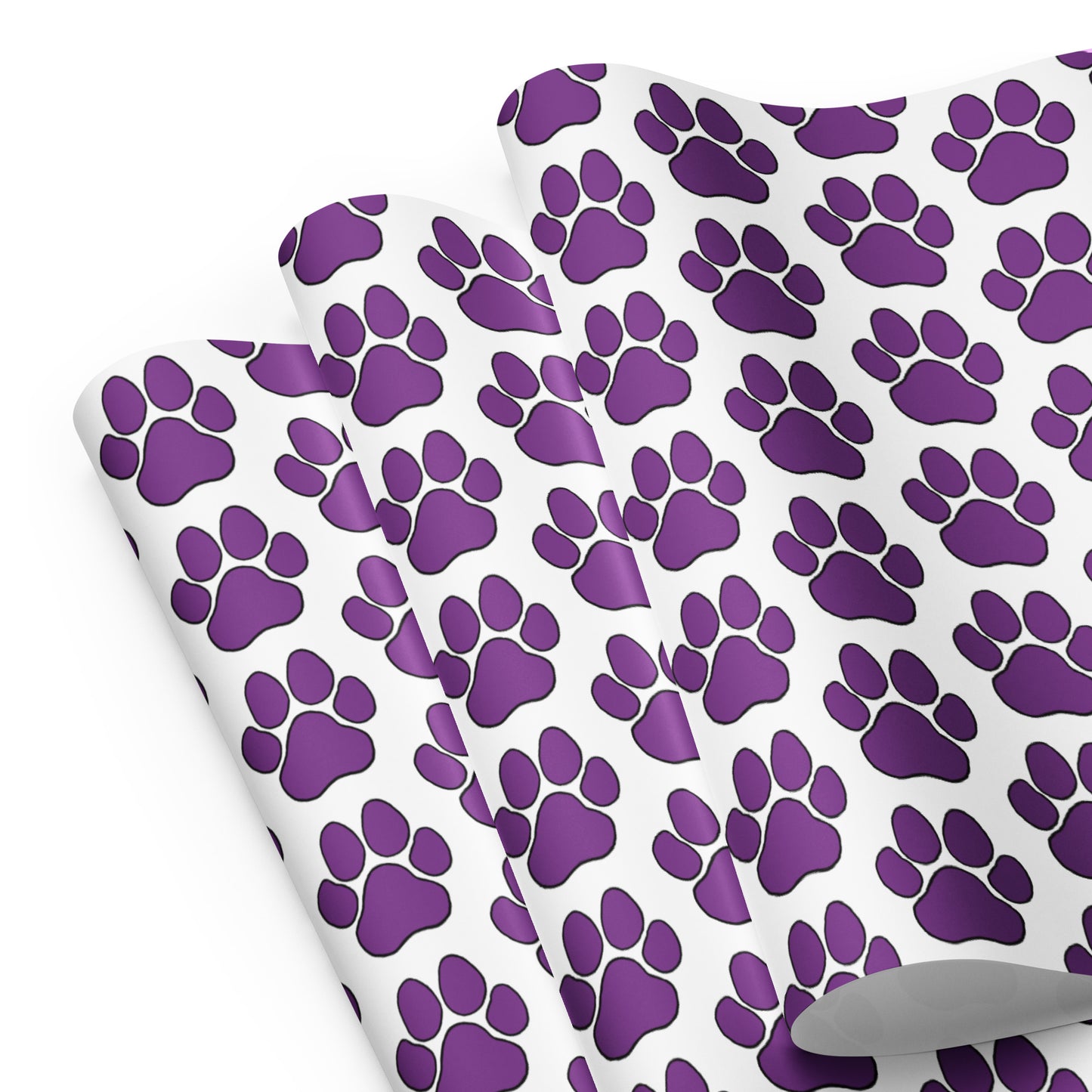 Purple Paw Wrapping Paper Sheets
