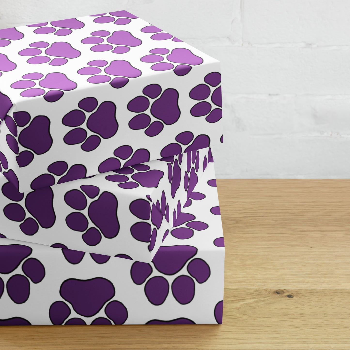 Purple Paw Wrapping Paper Sheets