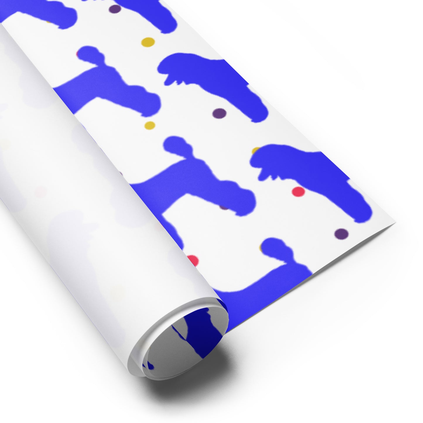 Blue Poodle on Polka Dots Background Wrapping Paper Sheets