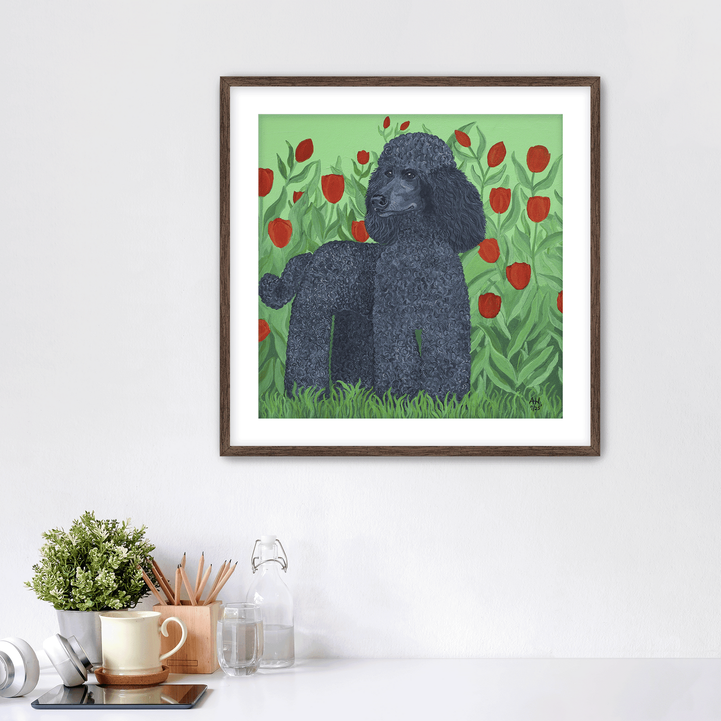 Poodle and Tulips
