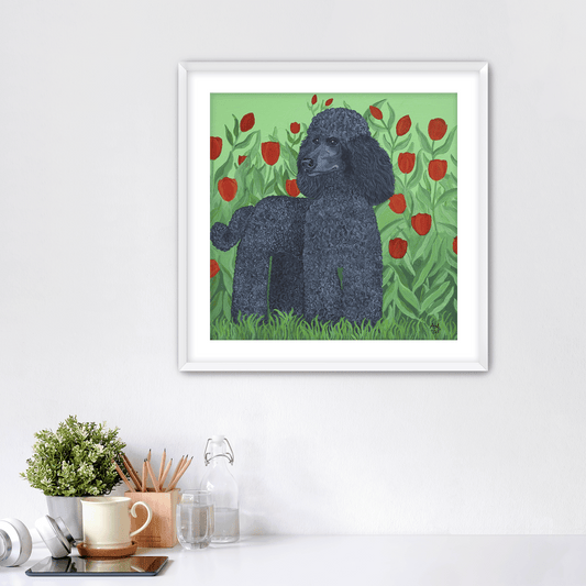 Poodle and Tulips