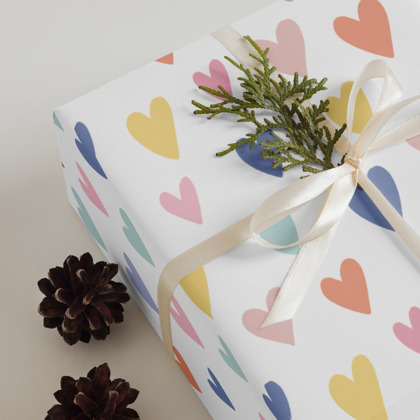 Corgi Birthday Color Hearts Wrapping PaperSheets