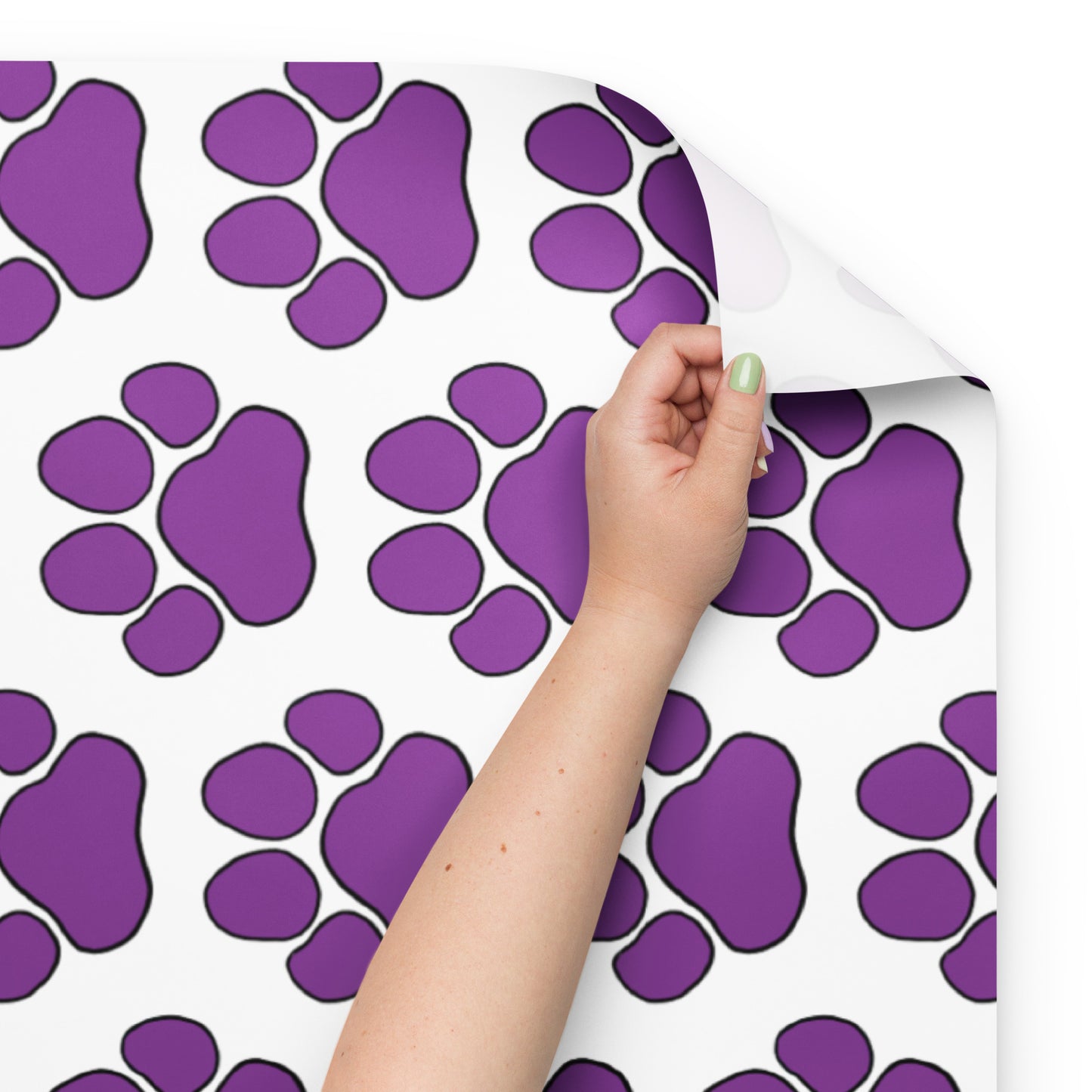 Purple Paw Wrapping Paper Sheets