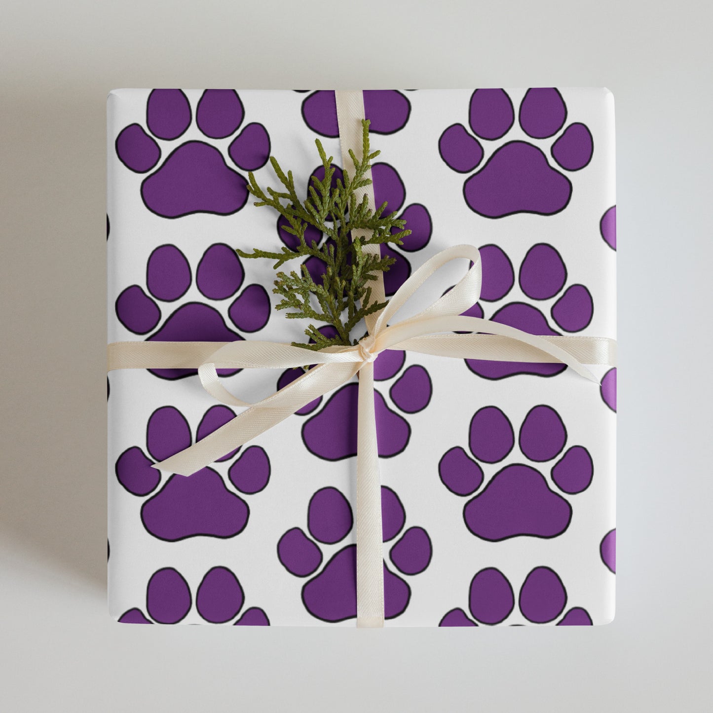 Purple Paw Wrapping Paper Sheets
