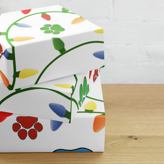 Holiday Paw & Lights Wrapping Paper Sheets