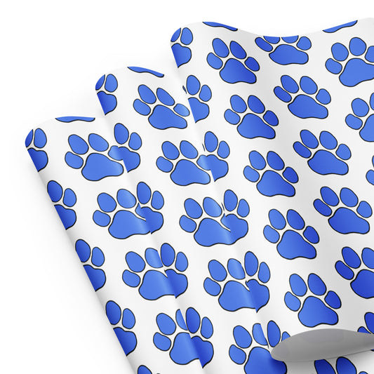Blue Paw Wrapping Paper Sheets