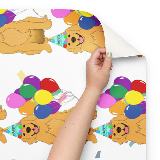 Golden Retriever  White Confetti Background Wrapping Paper Sheets